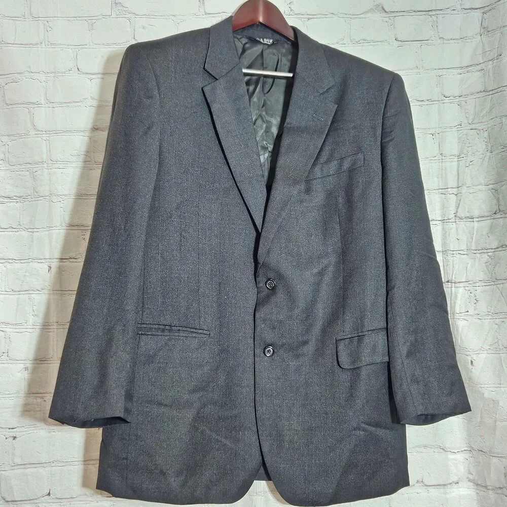 Jos A Bank Mens 46L Black Wool Blazer Sport Coat Classic Two Button Jacket